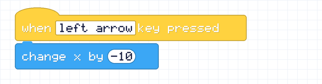 A script that starts when the left arrow key is pressed and changes x by minus 10.