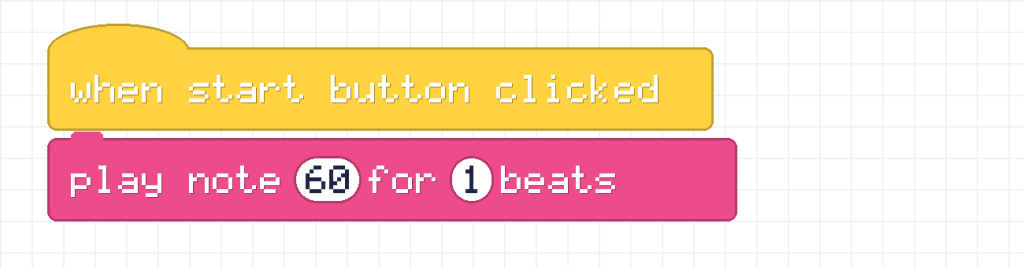 A script that plays note 60 for 1 beat after the start button is clicked.