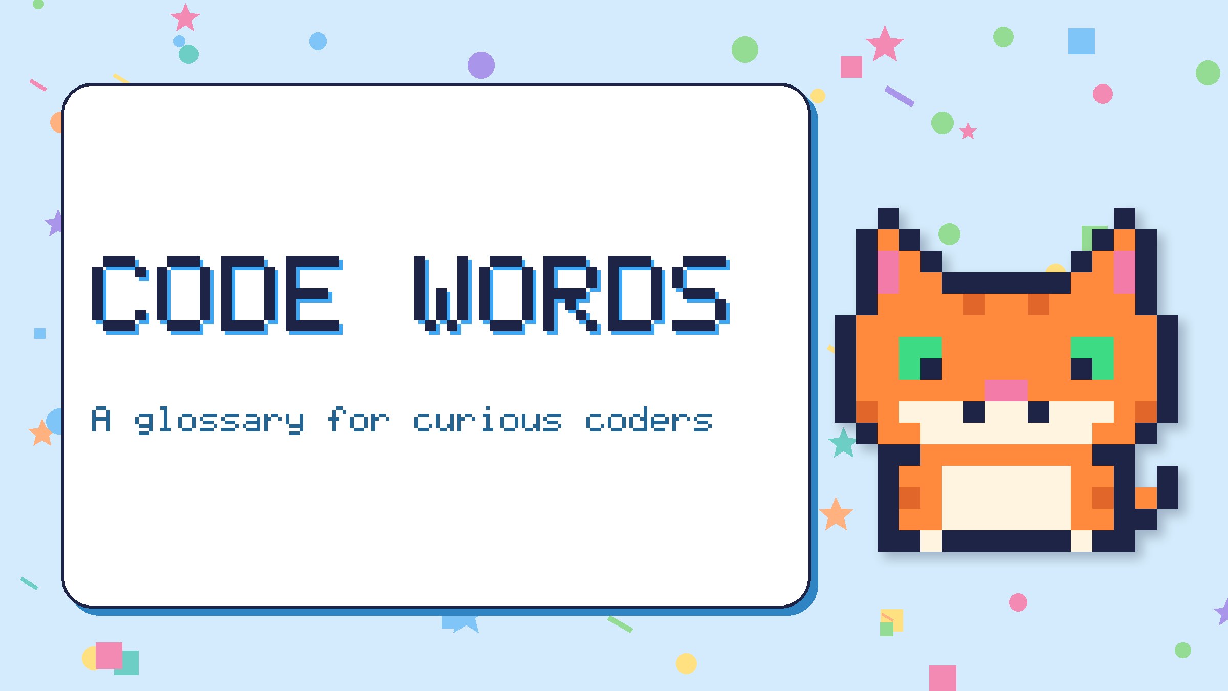 Code Words banner with Pixel