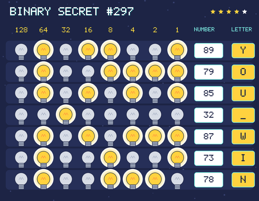 The decoded message: YOU WIN