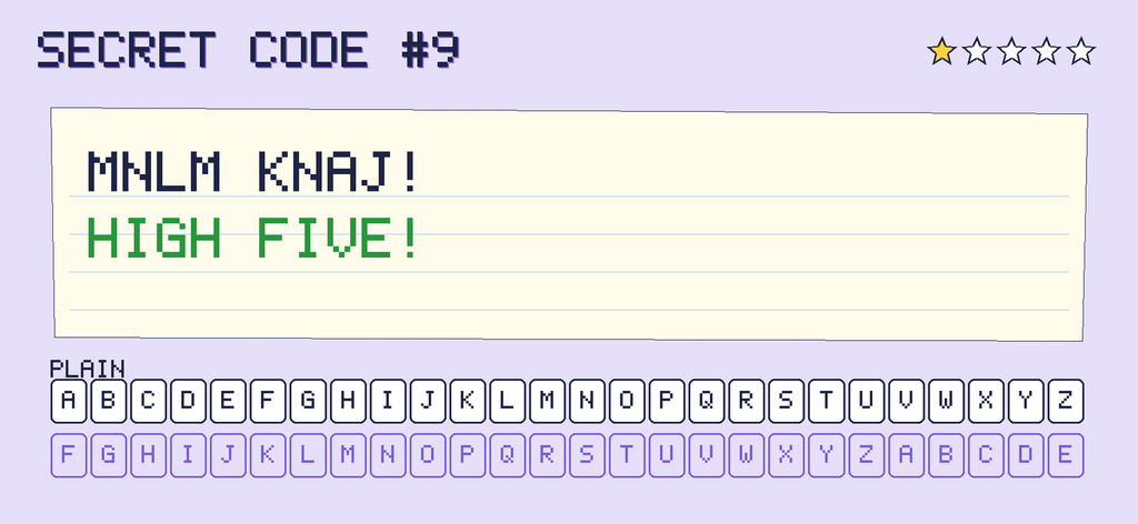 The secret note decoded: HIGH FIVE!