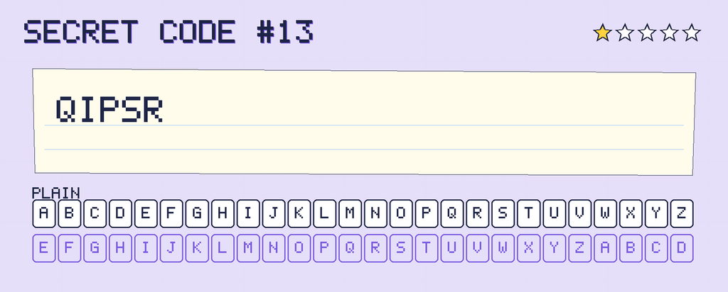 Secret code 13. The note says: QIPSR