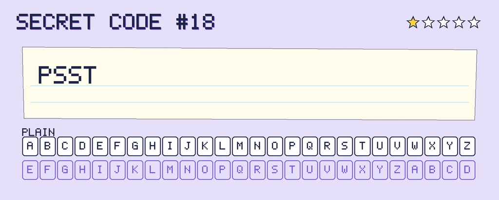 Secret code 18. The note says: PSST