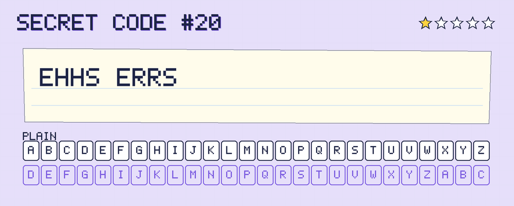 Secret code 20. The note says: EHHS ERRS