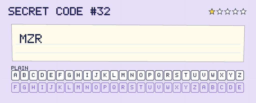 Secret code 32. The note says: MZR