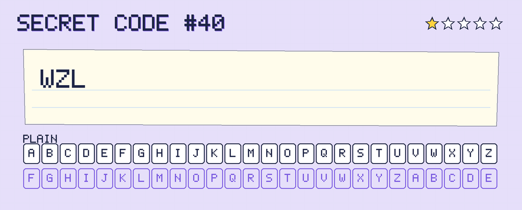 Secret code 40. The note says: WZL