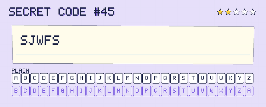 Secret code 45. The note says: SJWFS