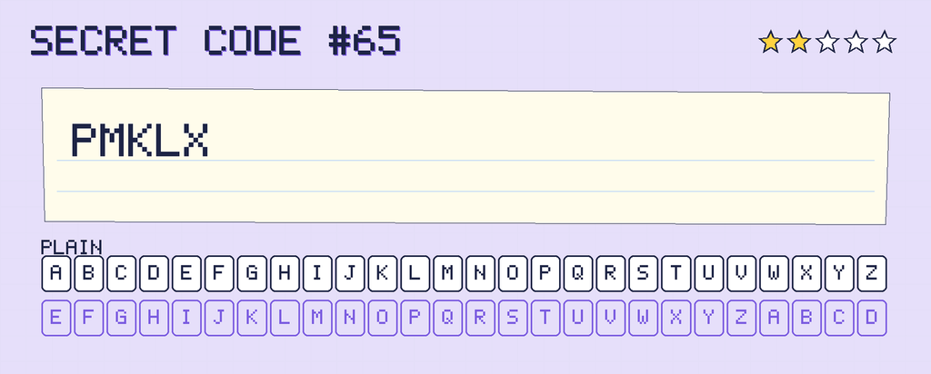 Secret code 65. The note says: PMKLX