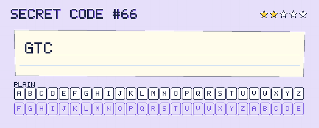 Secret code 66. The note says: GTC
