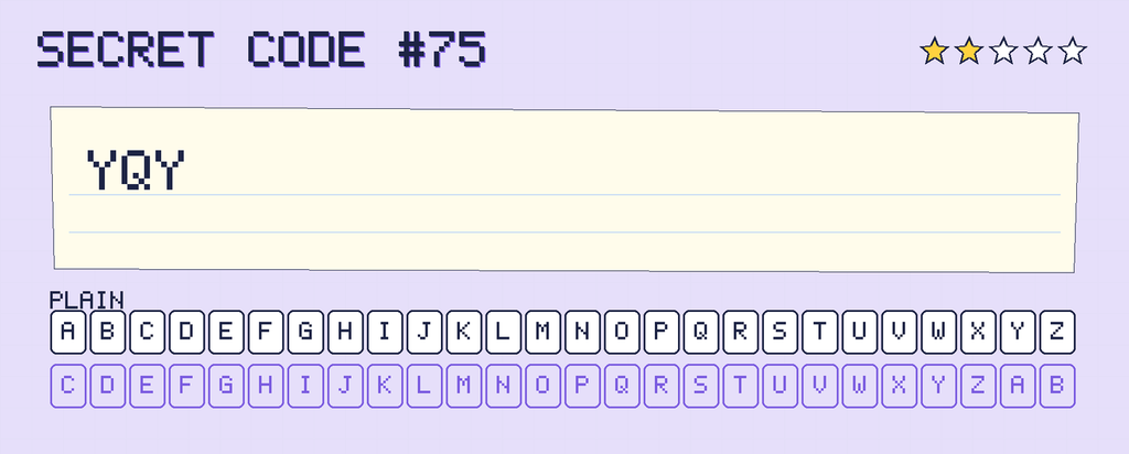 Secret code 75. The note says: YQY