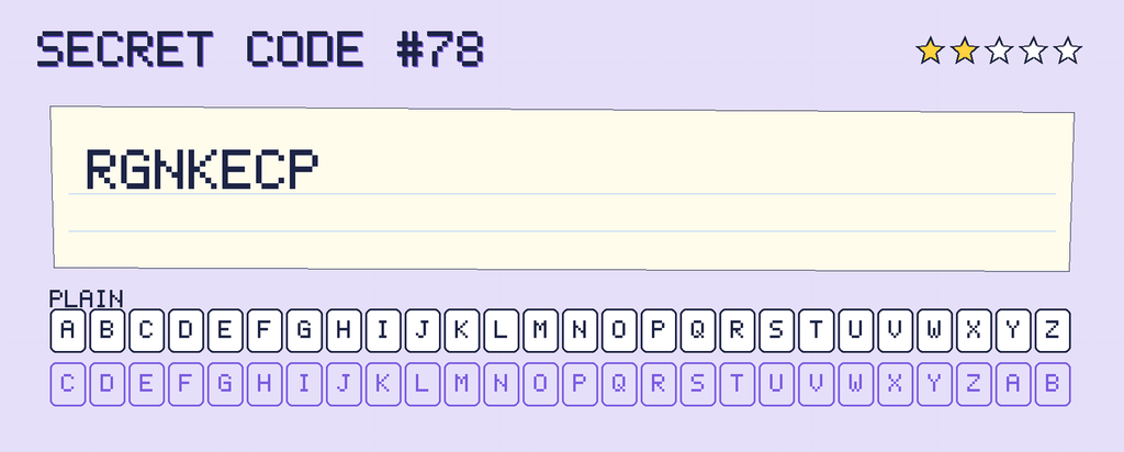Secret code 78. The note says: RGNKECP