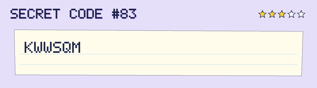 Secret code 83. The note says: KWWSQM