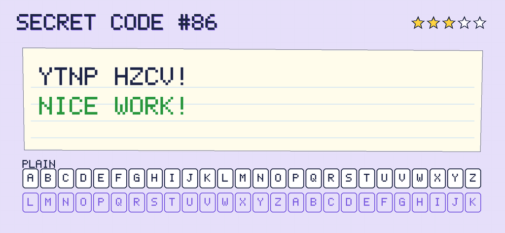 The secret note decoded: NICE WORK!