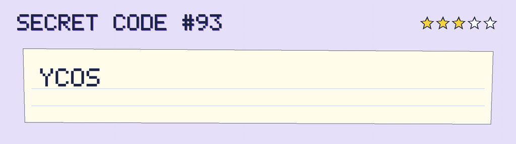 Secret code 93. The note says: YCOS