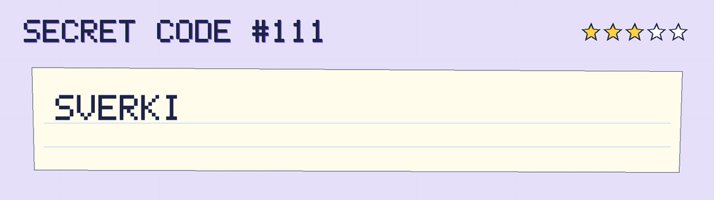 Secret code 111. The note says: SVERKI
