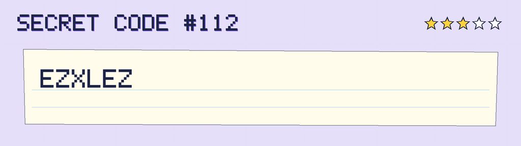 Secret code 112. The note says: EZXLEZ