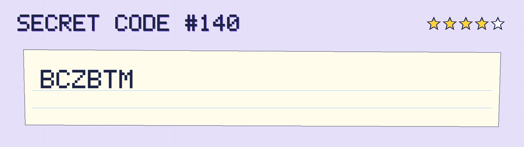 Secret code 140. The note says: BCZBTM