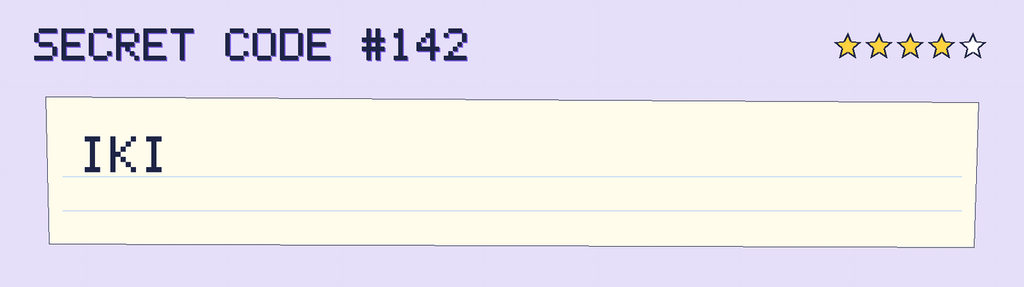 Secret code 142. The note says: IKI