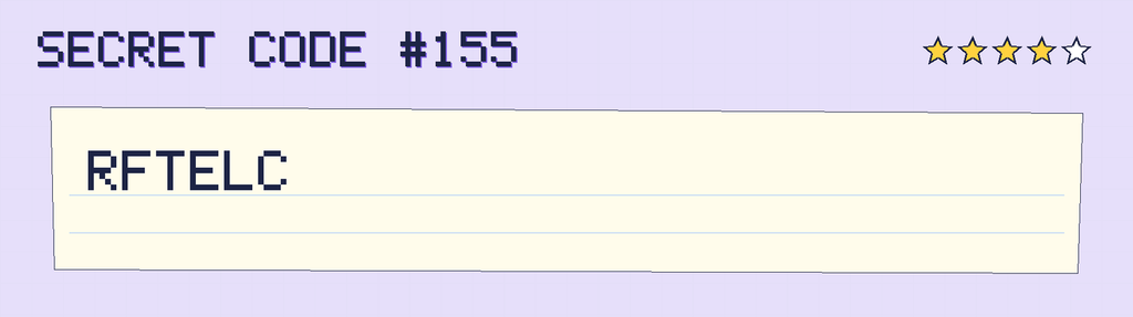Secret code 155. The note says: RFTELC