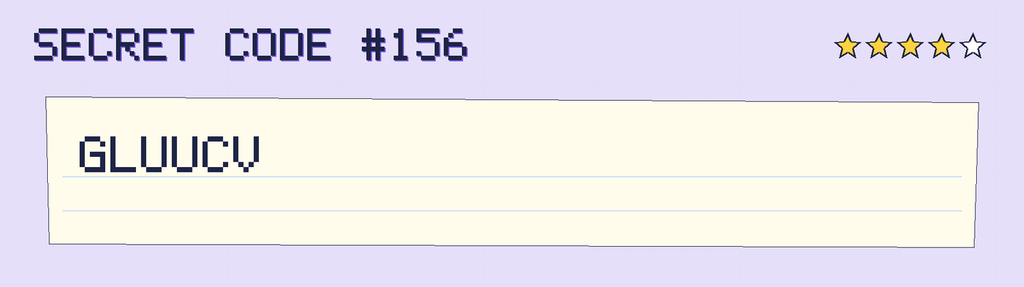 Secret code 156. The note says: GLUUCV