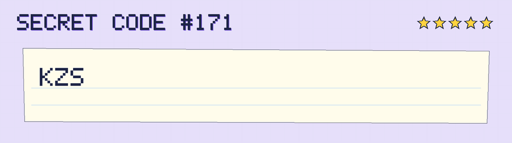Secret code 171. The note says: KZS