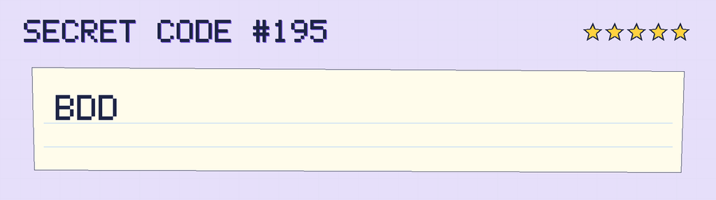 Secret code 195. The note says: BDD