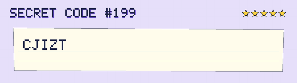 Secret code 199. The note says: CJIZT