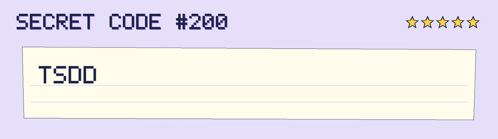 Secret code 200. The note says: TSDD