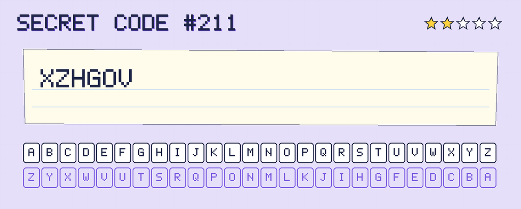 Secret code 211. The note says: XZHGOV