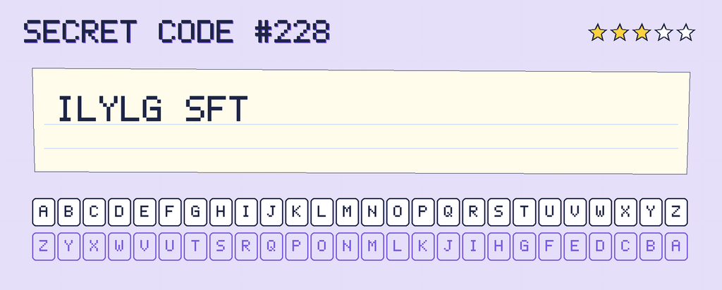 Secret code 228. The note says: ILYLG SFT