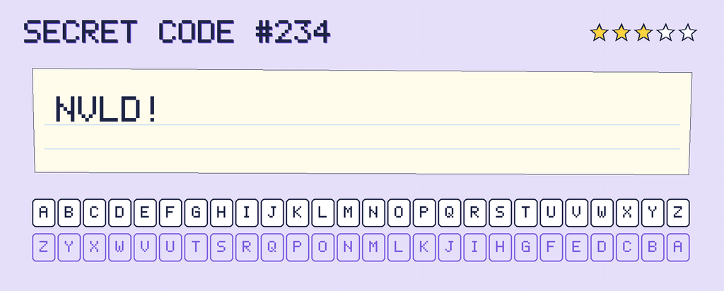 Secret code 234. The note says: NVLD!