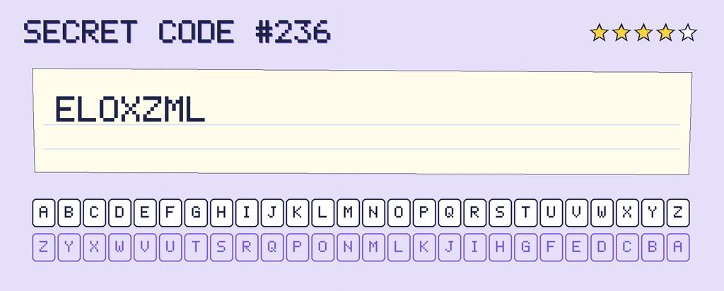 Secret code 236. The note says: ELOXZML