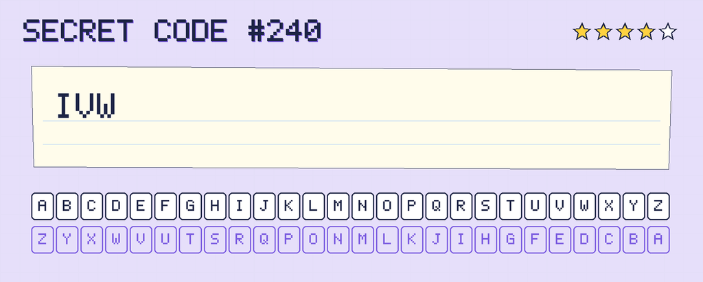 Secret code 240. The note says: IVW