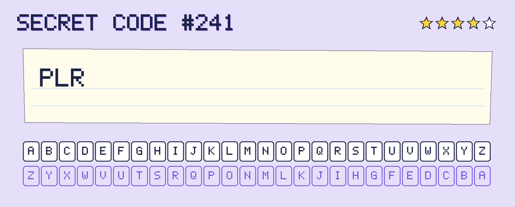 Secret code 241. The note says: PLR