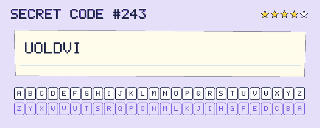 Secret code 243. The note says: UOLDVI