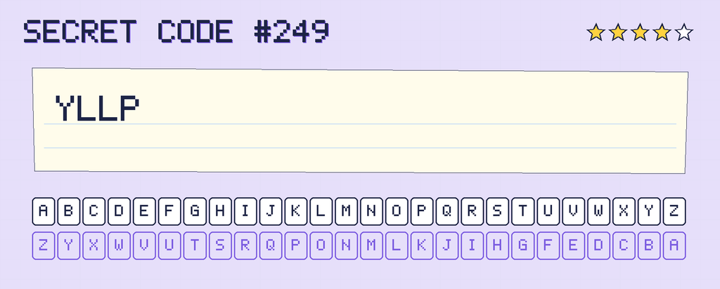 Secret code 249. The note says: YLLP