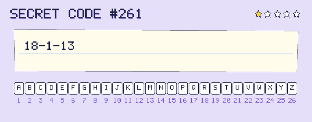 Secret code 261. The note says: 18-1-13