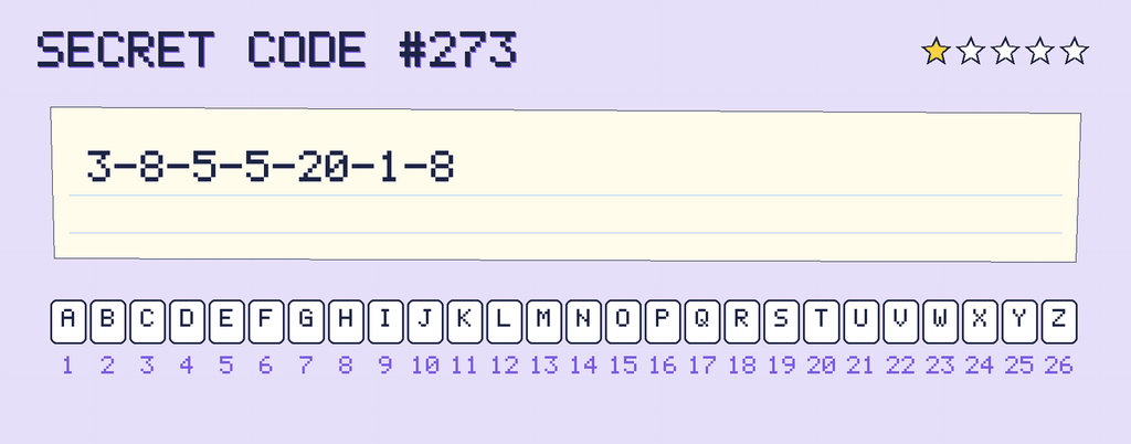 Secret code 273. The note says: 3-8-5-5-20-1-8
