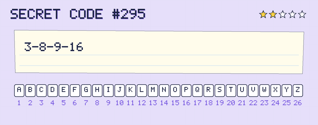 Secret code 295. The note says: 3-8-9-16