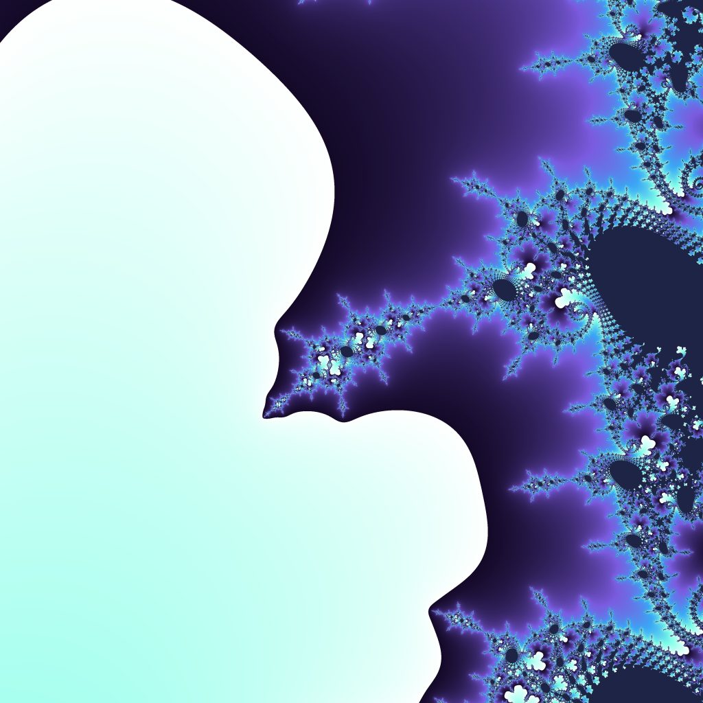 A colourful Mandelbrot set fractal: swirling, repeating shapes that look the same however far you zoom in