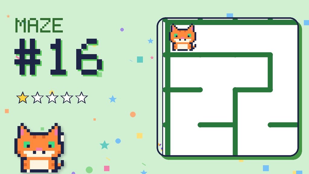 Maze 16 card: a corner of the garden maze with Pixel