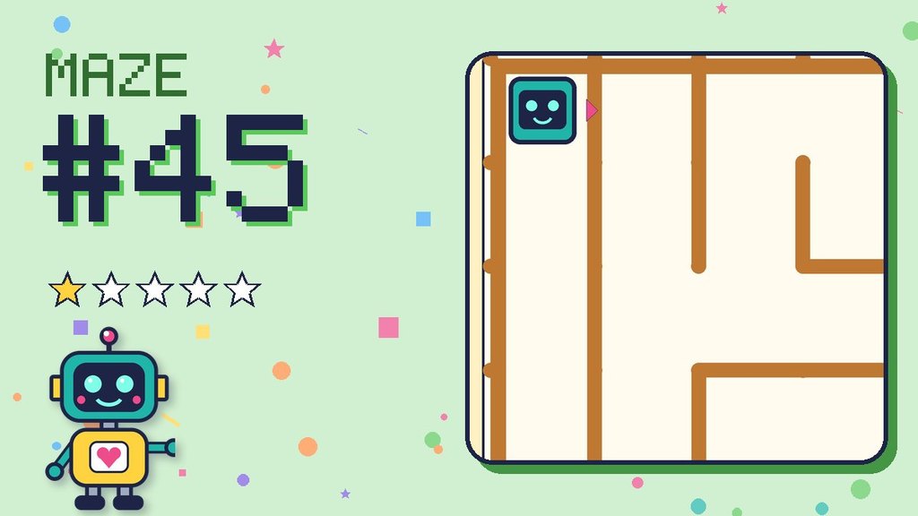 Maze 45 card: a corner of the desert ruins maze with Beep