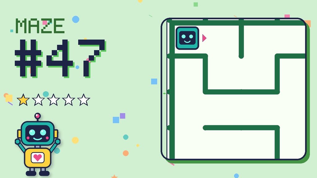 Maze 47 card: a corner of the pixel jungle maze with Beep