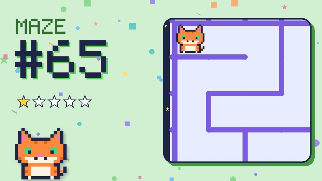 Maze 65 card: a corner of the space station maze with Pixel