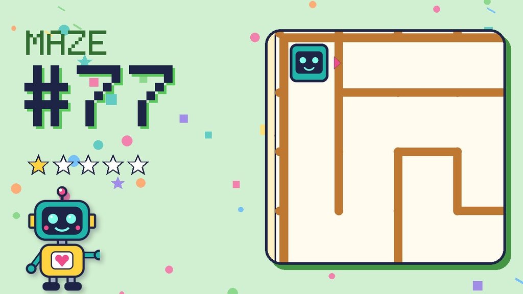 Maze 77 card: a corner of the desert ruins maze with Beep