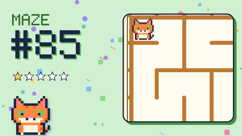 Maze 85 card: a corner of the desert ruins maze with Pixel