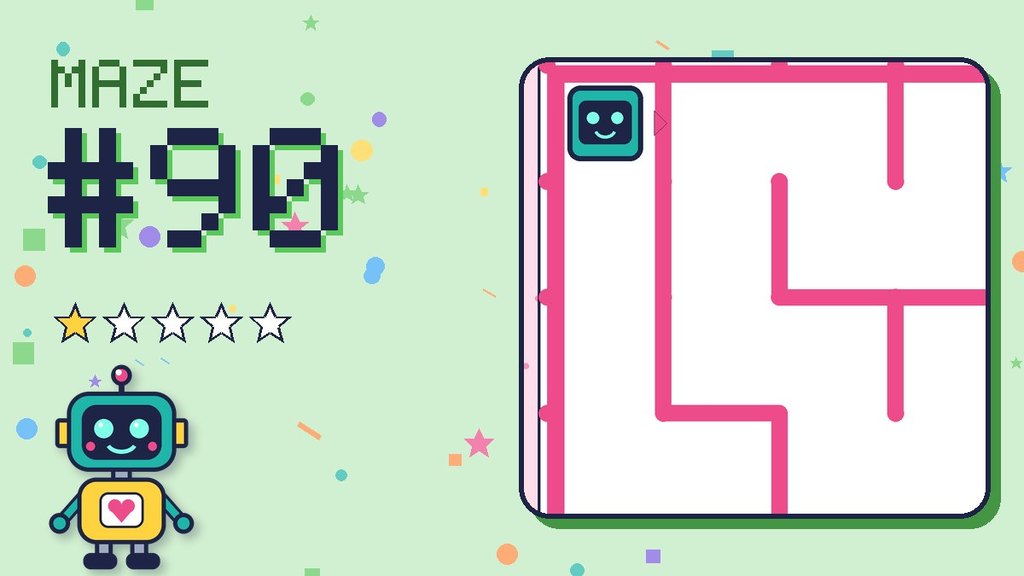 Maze 90 card: a corner of the candy castle maze with Beep