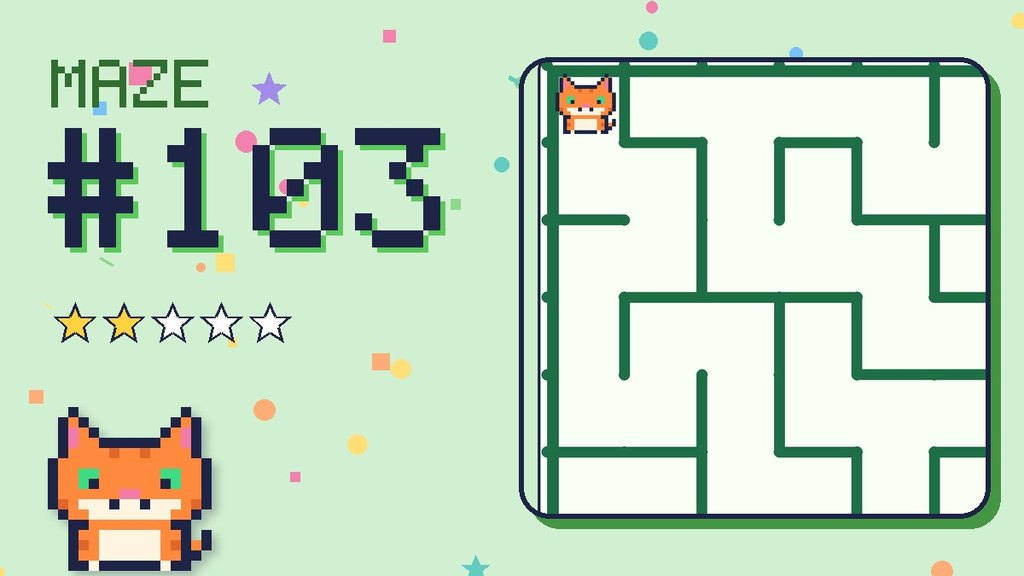 Maze 103 card: a corner of the pixel jungle maze with Pixel