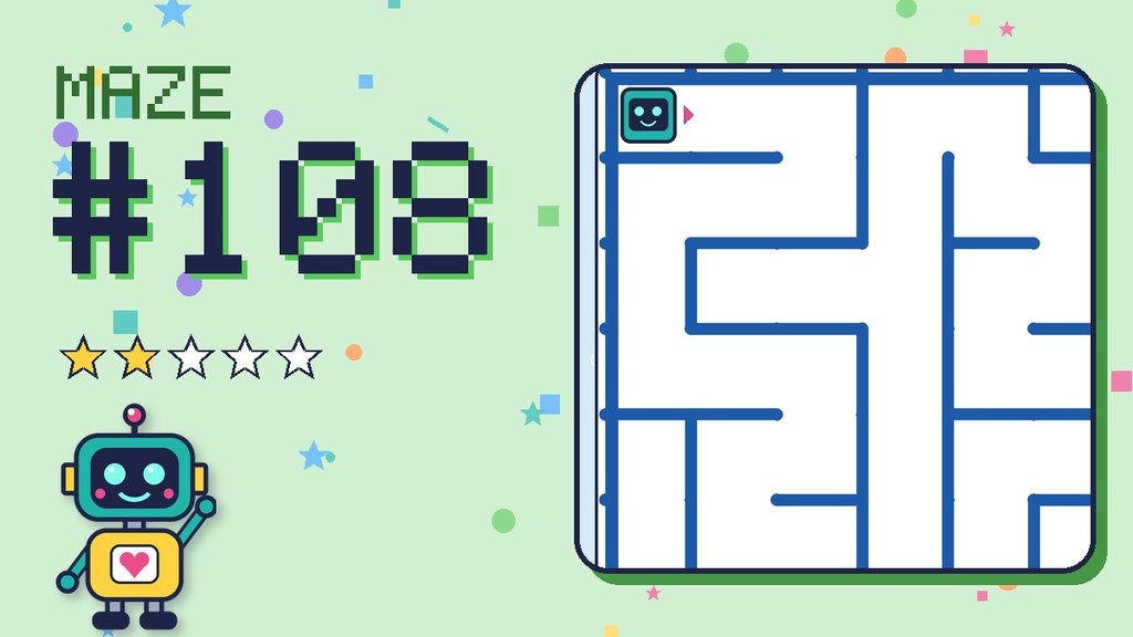 Maze 108 card: a corner of the ocean cave maze with Beep