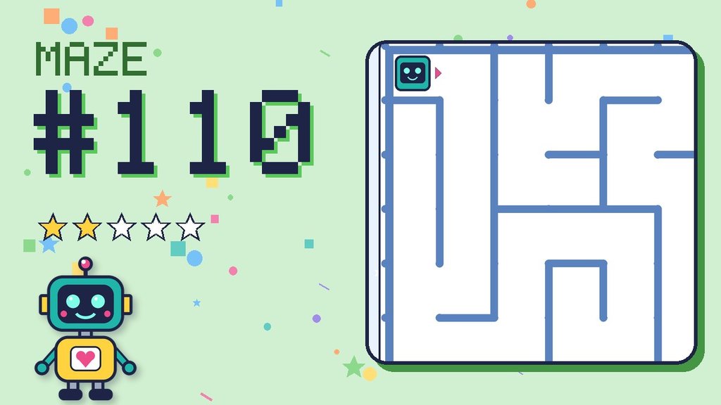 Maze 110 card: a corner of the snowy mountain maze with Beep